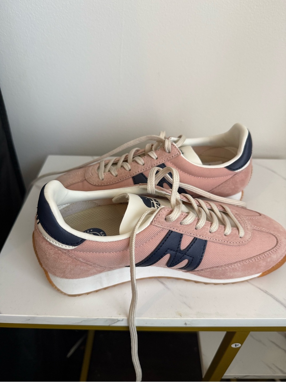 Pink Athletic Sneakers with Navy Accents - Women's Athletic Shoes